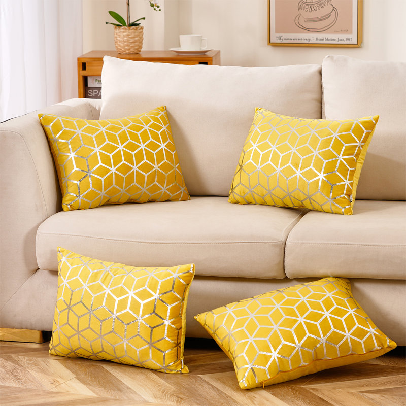 Velours  lombaire rectangulaire, Jaune, Polyester/ Bourre en polyester