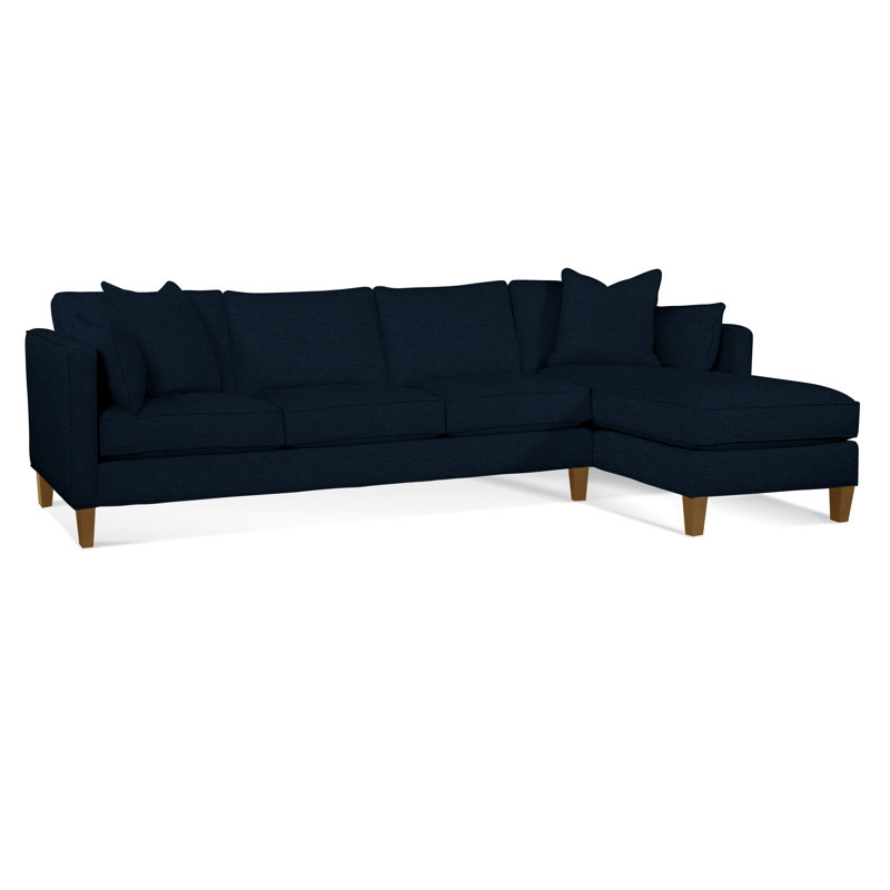 Lenox Chaise Sectional, Sunbrella Blue Pinstripe; 6205-64, Right Hand Facing, Havana