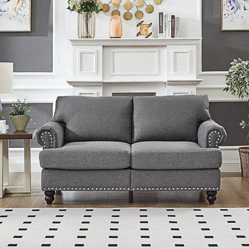 Causeuse moderne et classique, canapé rembourré, Gris