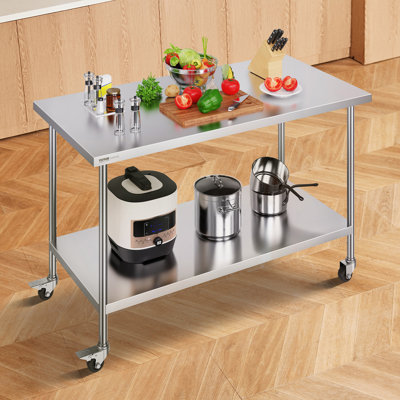Table de travail portative réglable en acier inoxydable H 38 po VEVOR