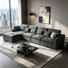 Canapé d'angle en L surdimensionné Moorebank de 143 pouces avec méridienne, canapé modulaire rembourré à assise profonde