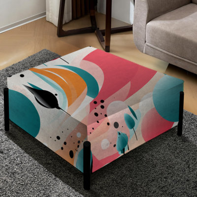 Poupart Bubblegum Mirage - Geometric Large Square Ottoman