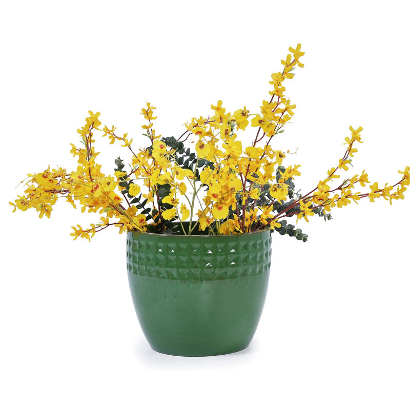 Modern Planter Of 3 With Antique Ceramic, All-Weather , Reinforced Construction, Built-In Drainage For Root Development And Health, 15.1" L W 12.33" H, 46.1 Lbs Ceramic In , Sleek Design,