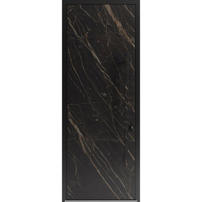 Front Exterior Prehung Steel Door / Dekton 0118 Natural Noir / Entry Metal Modern Painted W36" x H96" Left hand Inswing