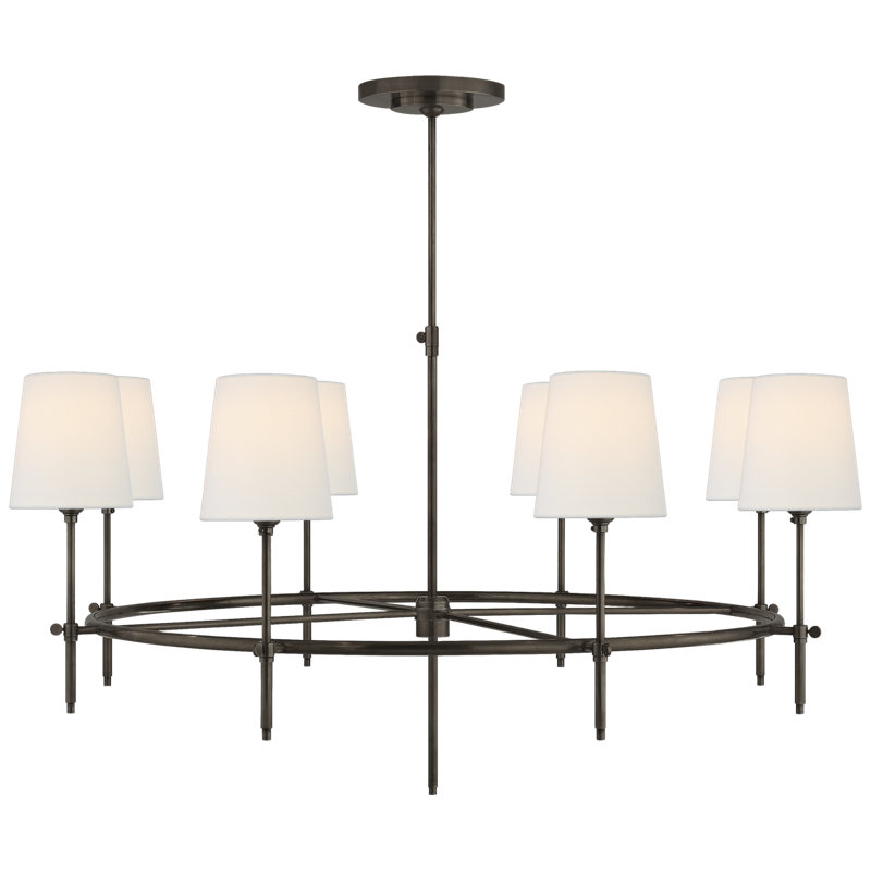 Thomas O'Brien Bryant Large Ring Chandelier, Bronze, Fabric