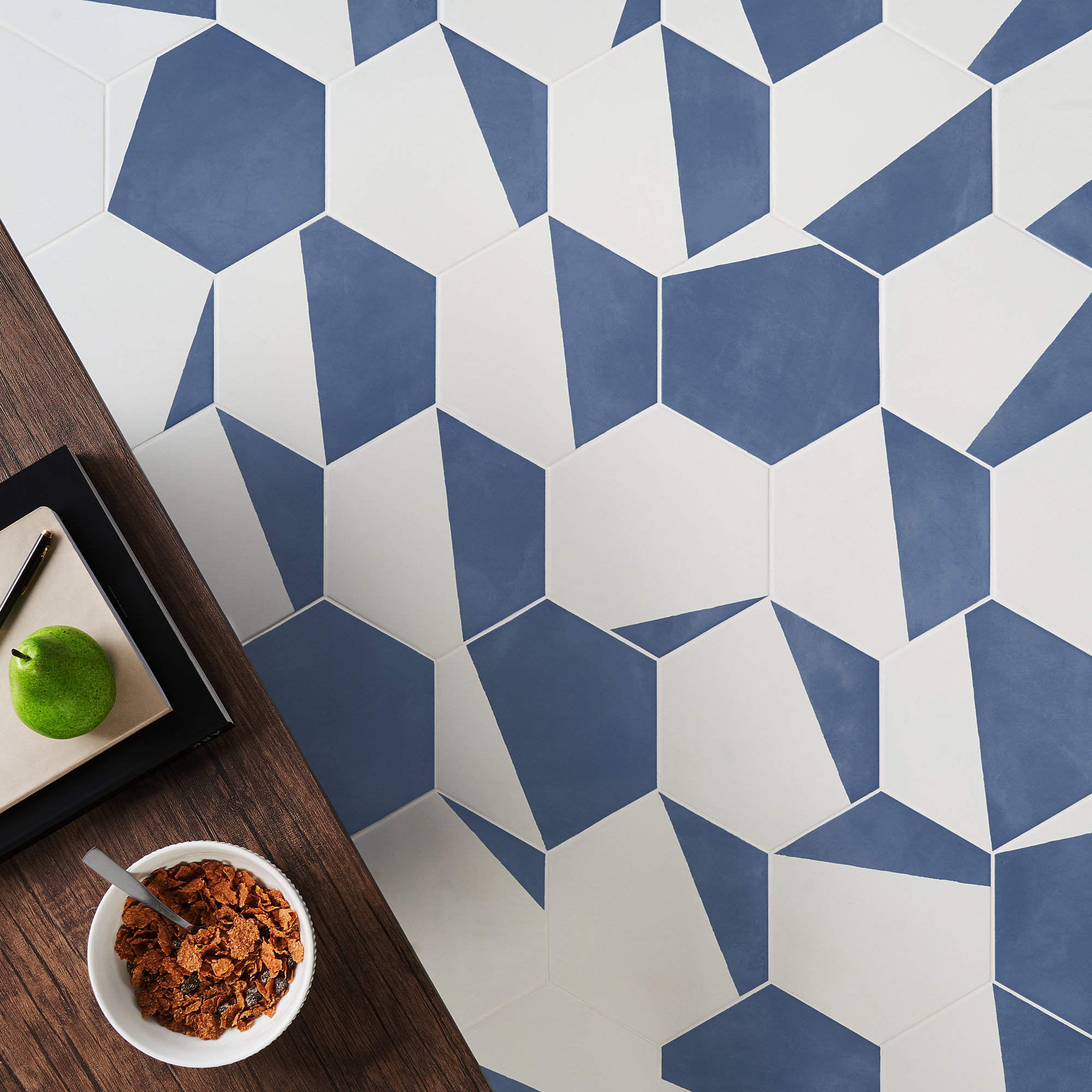 GeoHex Burst 8" Hexagon Matte Porcelain Floor and Wall Tile (9.03 Sq. Ft. / Case), Blue