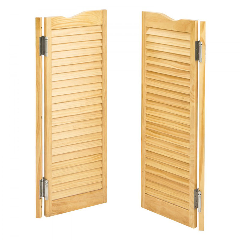 Bûche en bois de pin avec charnières arquées 42 po Saloon Swinging Doors, 31,70 po x 41,70 po 