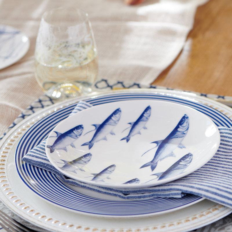 School Of Fish Porcelain Salad/Dessert Plate