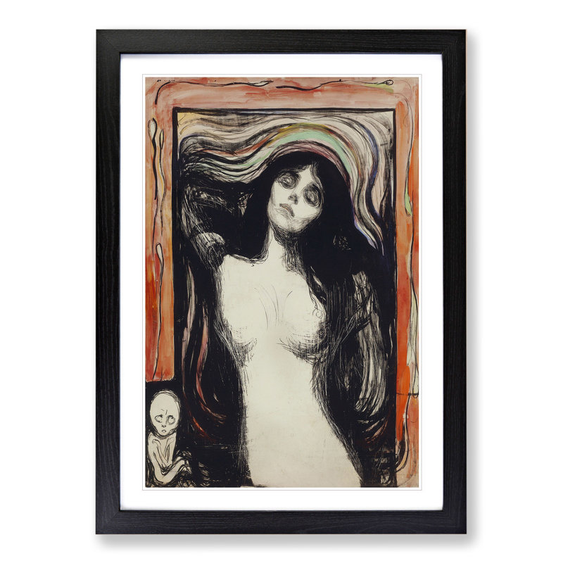 Madonna Vol.1 by Edvard Munch - Picture Frame Painting, 36cm H x 27cm W x 2cm D, Black Framed