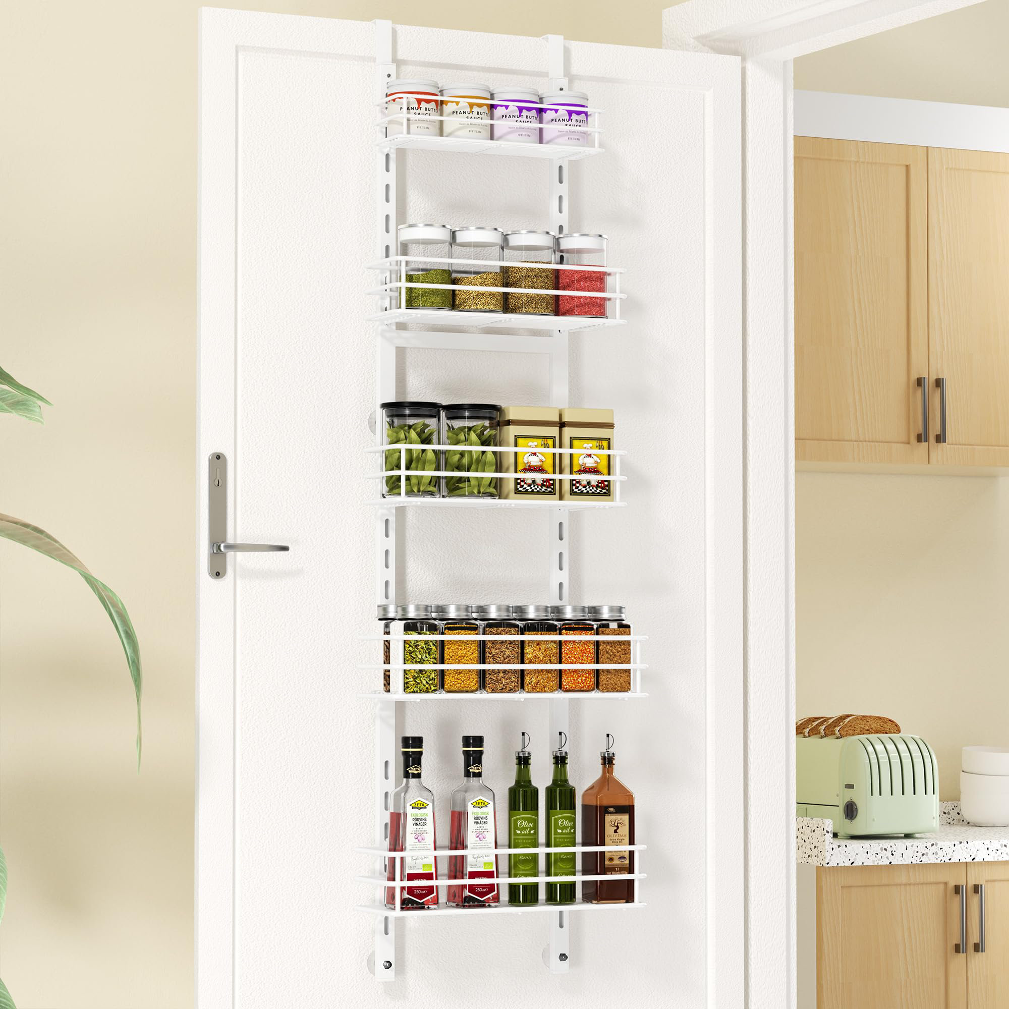 Mint Pantry® 5 Tier Adjustable Hanging Over The Door Spice Rack, Spice ...
