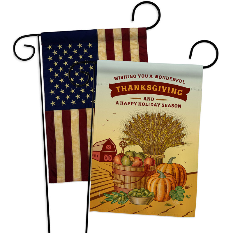Drapeau de jardin de l'Action de grâce en polyester 18,5 x 13 po