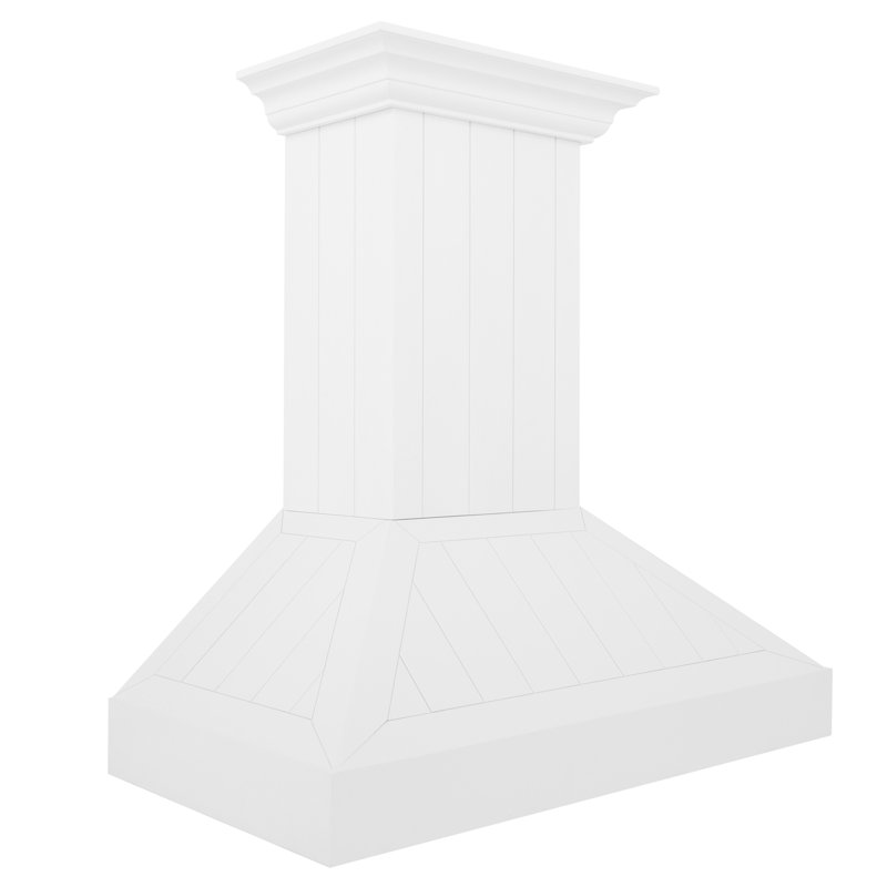 ZLINE 30 in. Wooden Wall Mount Range Hood in Shiplap Bright White Finish, 36"