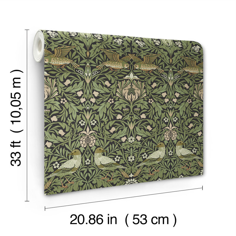 Papier peint oiseau, Vert