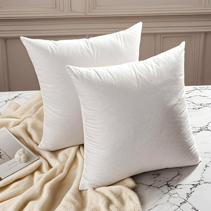 100% Cotton Shell Soft Fluffy Feather Down Throw Pillow Inserts(Set of 2), 18"H x 18"W