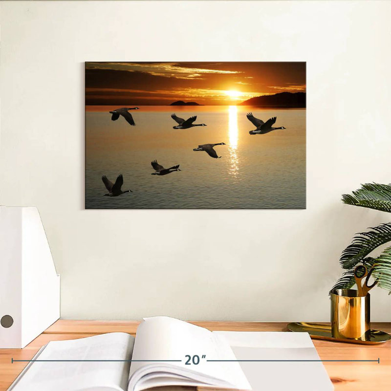 Brampt Sunset Geese Flight, 8" H x 12" W