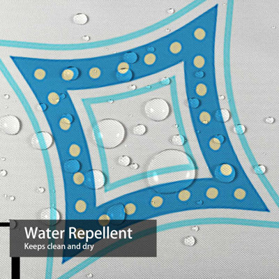 Spanish Arabesque Quatrefoil Tile Lattice Shower Curtain with 12 Hooks