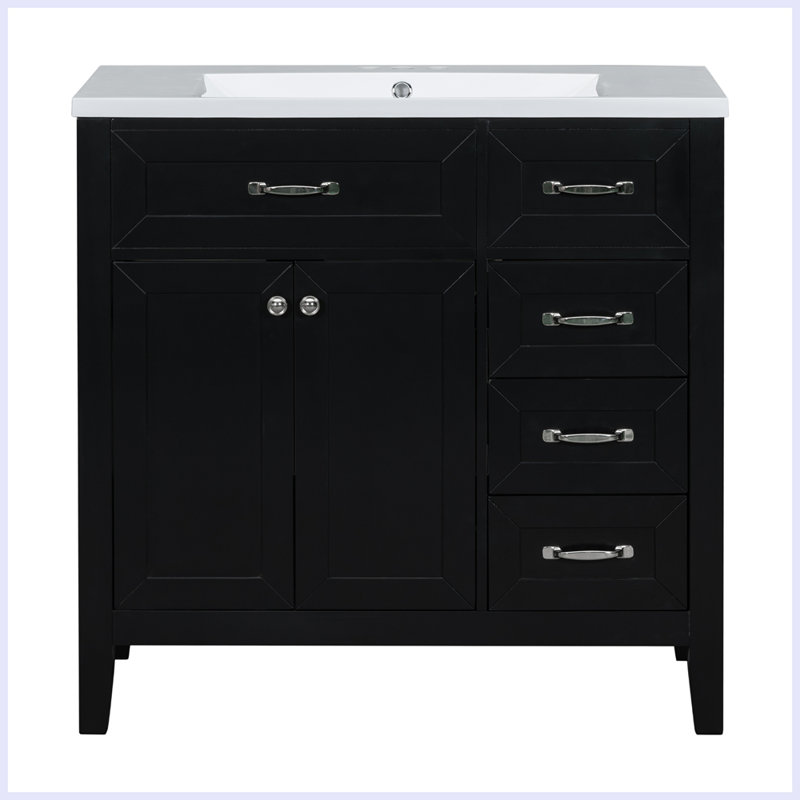 Ensemble de meuble-lavabo moderne avec lavabo et tiroirs, Noir