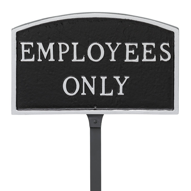 Arch Employees Only Statement Address Plaque, Black/Silver