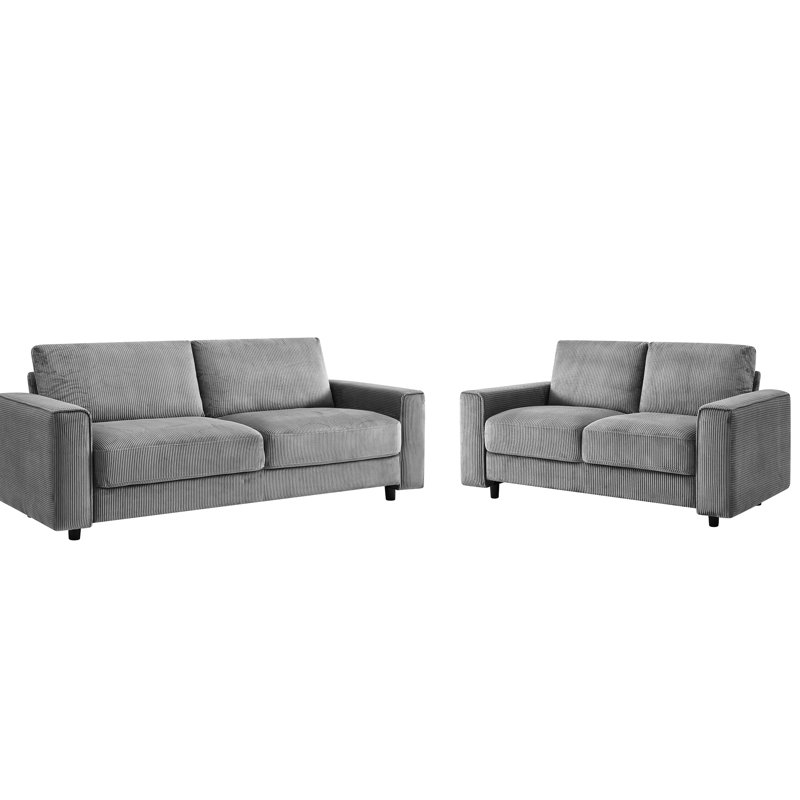 4 modulaires en velours côtelé gris, style minimaliste moderne, tissu doux, structure, pour 2 sièges à la maison, salon approprié
