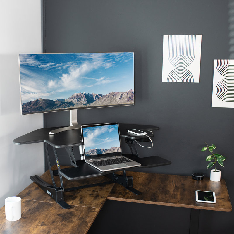 Convertisseur de bureau électrique debout de coin 43 "VIVO (DESK-V000VCE)