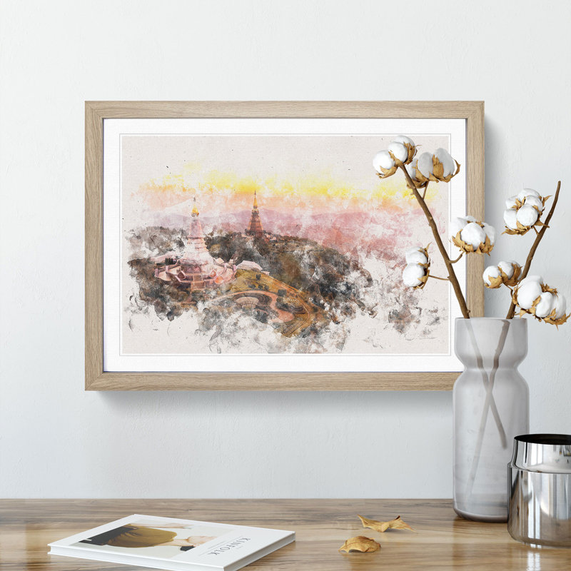 Doi Inthanon Ban Luang Thailand - Picture Frame Painting, 36cm H x 48cm W x 2cm D, Oak Framed