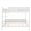 Grand lit superposé détachable axé sur le rangement, cadre de lit en bois pour chambre avec tablettes de rangement intégrées et garde-corps de sécurité, finition blanche
