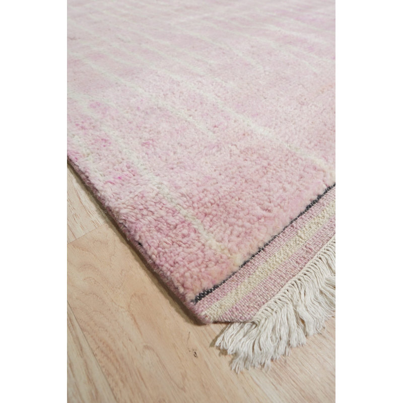Coral Hand-Knotted Wool Subtle Linear Texture Geometric Modern Contemporary Carpet Rug, 9' x 12'