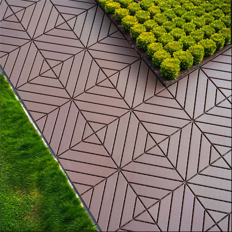 Paquet de 44 tuiles de terrasse emboîtables en plastique (brun)