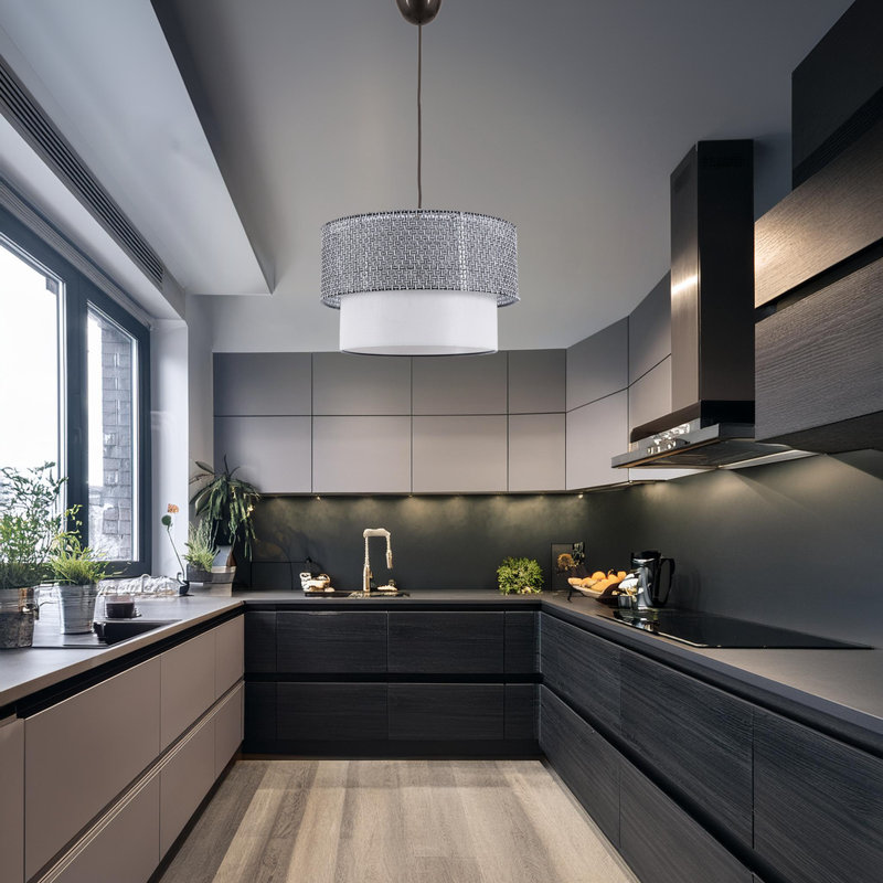 Lustre ajustable en métal avec capuchon en coton, Gris / blanc