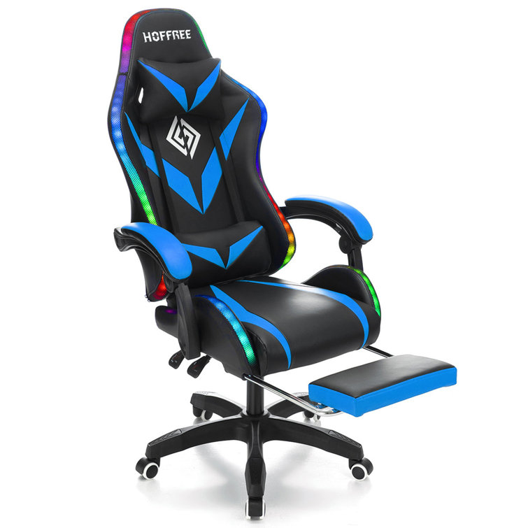 Hoffree PC & Racing Game Chair with Led Lighting and Massage & Reviews