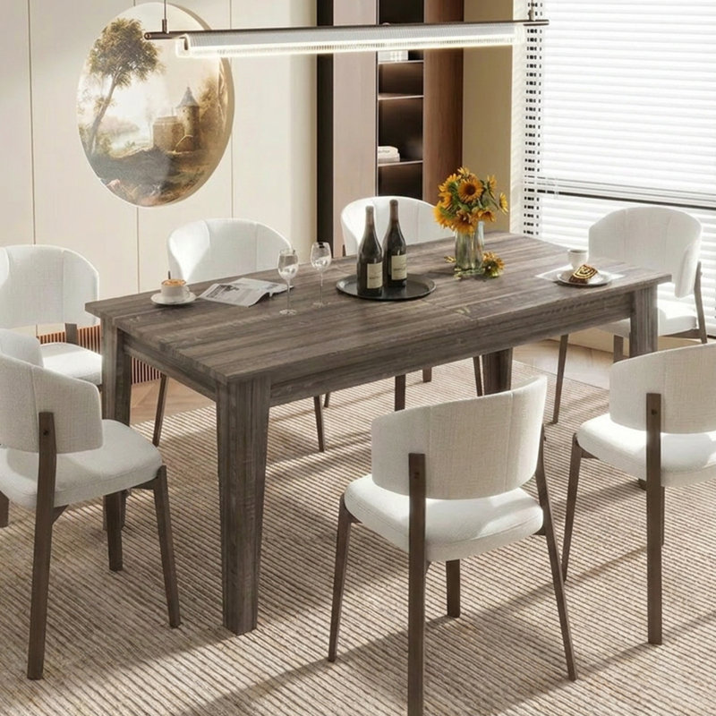 Grande table de salle à manger extensible 71 "à 106,6" pour 6 à 8 personnes, Chêne foncé
