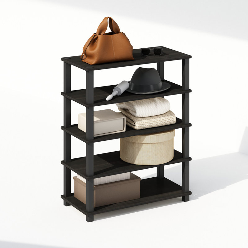 Ensemble de 2 tablettes empilables polyvalentes Furinno Turn-S-Tube, espresso / noir, 3 pièces, Espresso / Noir