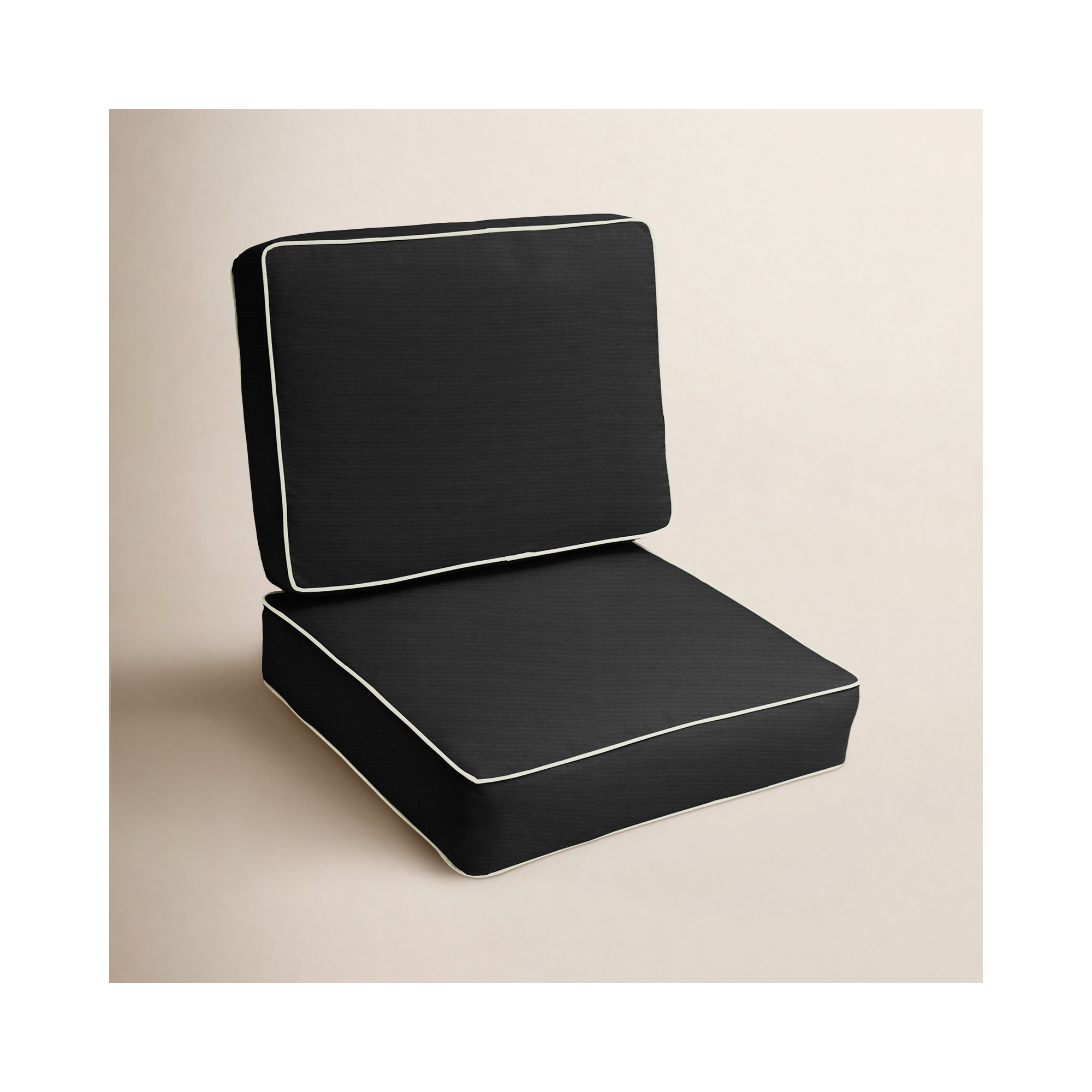Outdoor Sunbrella Seat/Back Cushion, Canvas Black/White Sunbrella® Canvas, 23.5" W x 23" D