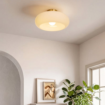 Plafonnier semi-encastré Mid-Century moderne beige