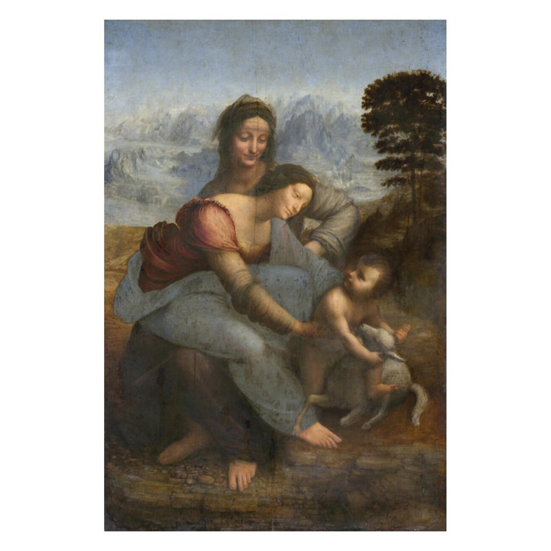 Vierge à l'enfant avec Sainte Anne par Leonardo Da Vinci - Estampe numérique, H 28 po x l 22 po