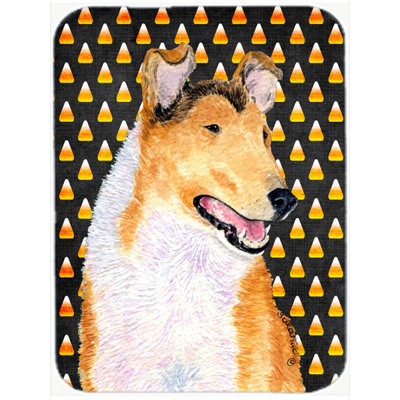 Caroline's Treasures Halloween Candy Corn Smooth Collie Portrait Glass Cutting Board
