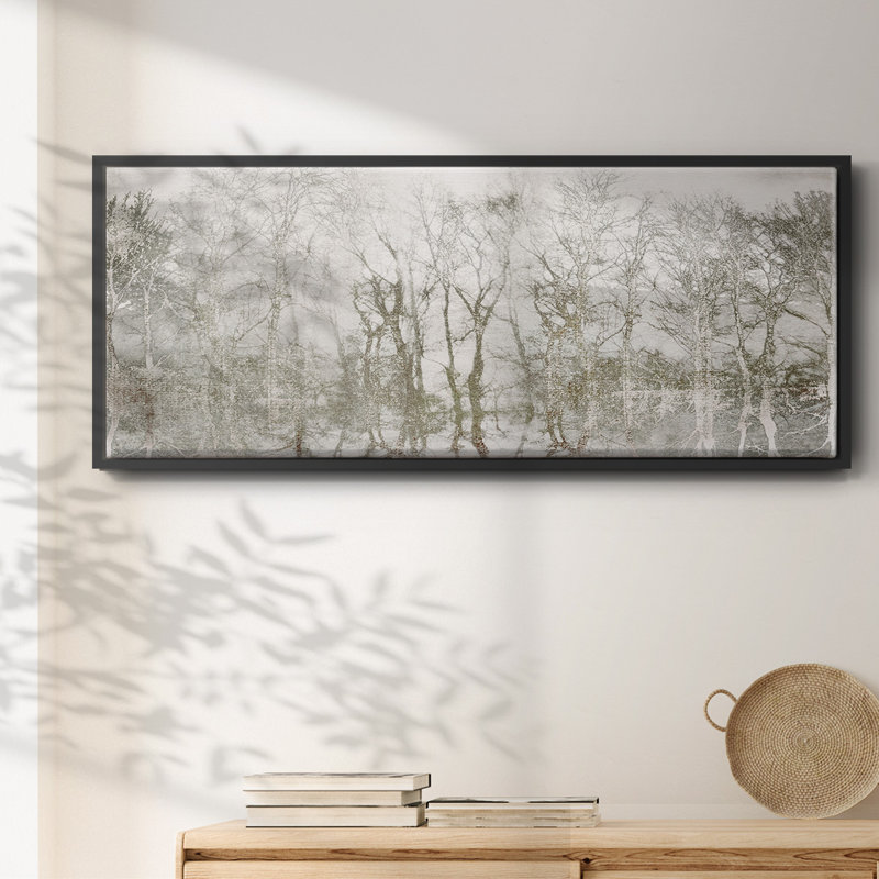Shimmering Trees - Impression sur cadre flottant, H 20 po x l 50 po x P 1,5 po, Noir