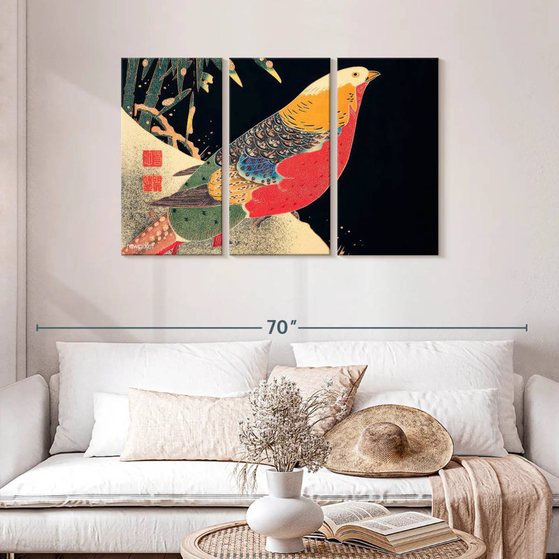 Brampt Golden Pheasant In The Snow, 28" H x 45" W