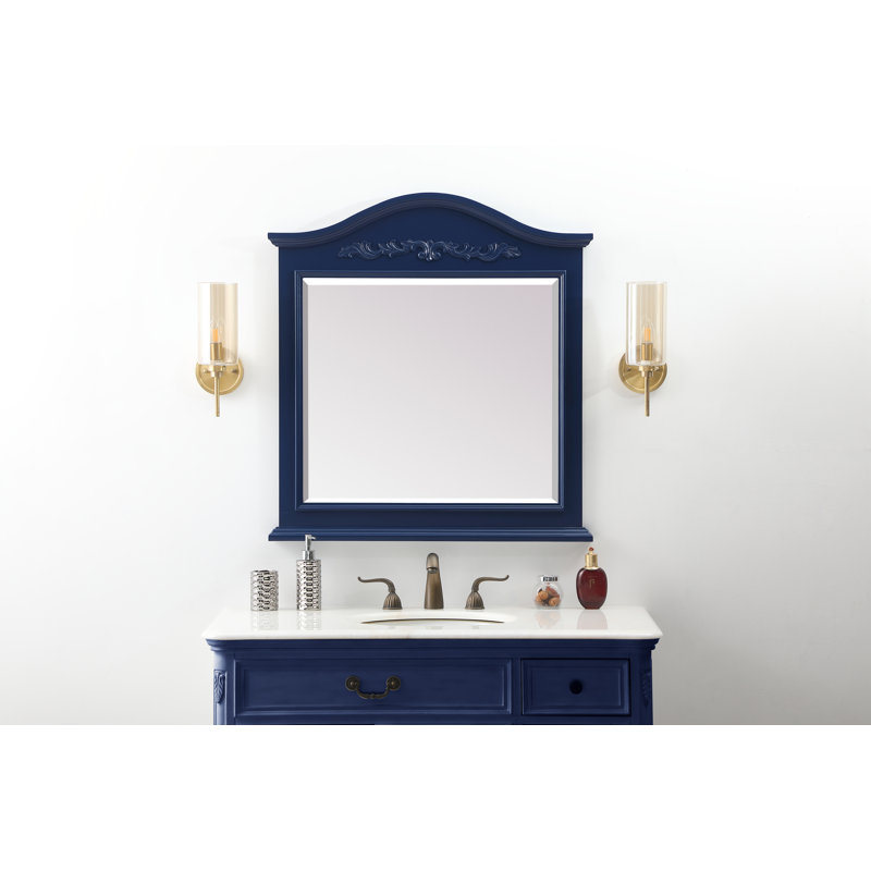 Wixom Wood Flat Wall Mirror, Blue