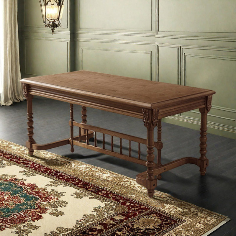 Table d'art rétro simple en bois massif, H 30,71 po x L 86,61 po x l 31,49 po, Brun