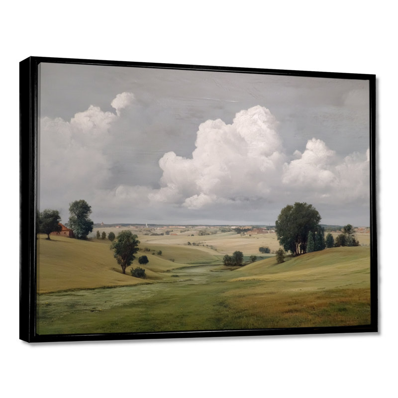 «Summer Day In The English Countryside», art mural campagne verte, impression sur toile, H 34 po x l 44 po, Cadre flottant