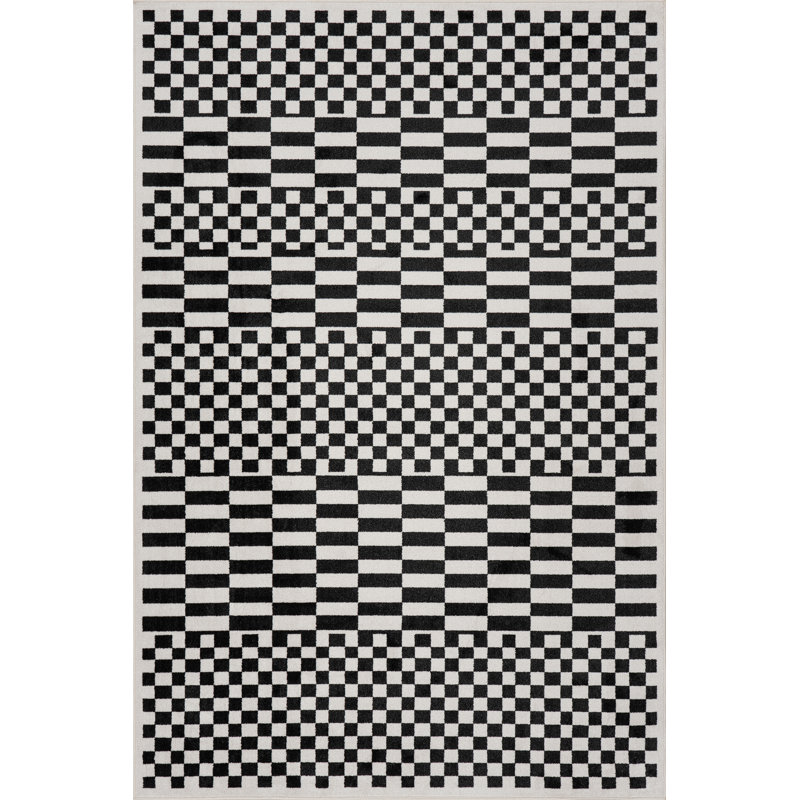  Nikita SpinClean Faded Geometric Machine Washable Area Rug, Rectangle 6' x 9', Blue
