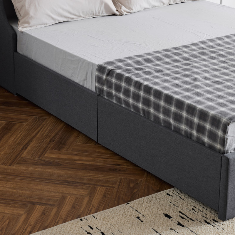 Platform Storage Bed Frame, Gray, Queen