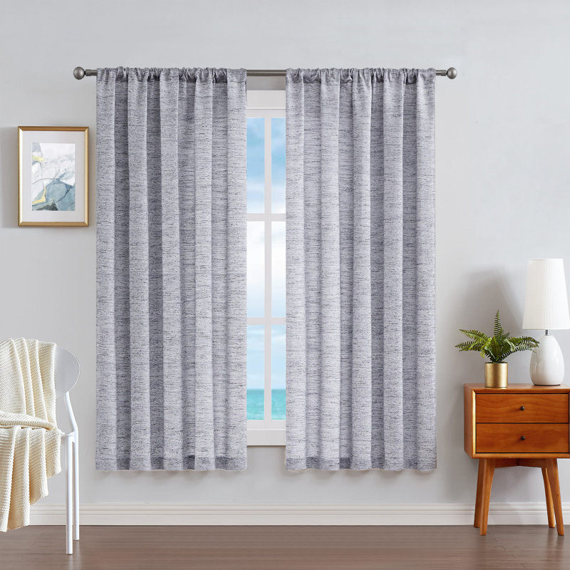 Nautica Light Filtering Rod Pocket Window Curtains Pair, 54" x 63", Slate