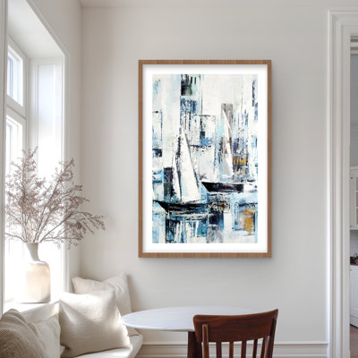 Formes abstraites et bateaux - décor de bureau encadré marine