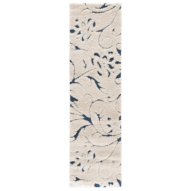 Tapis d'intérieur à motif floral à poils longs Florida, Tapis de couloir 2 pi 3 po x 8 pi 0 po