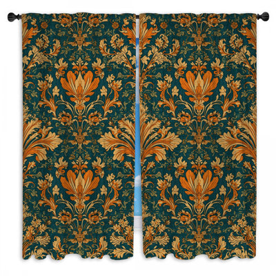 Ornate Floral Damask Window Curtains Damask Sheer & Room Darkening - 2 Panels
