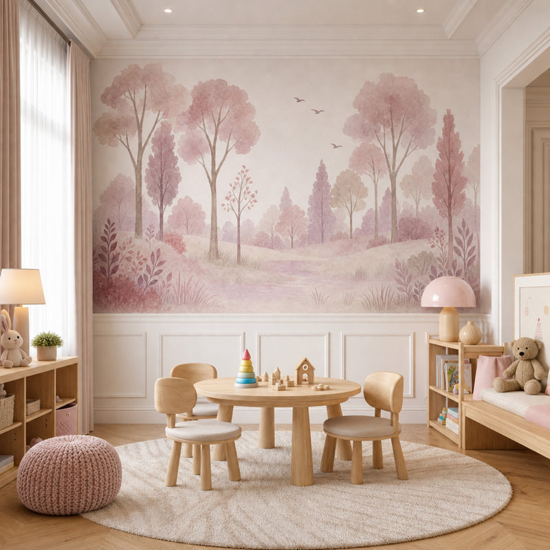 Papier peint paysage aquatique Woodland, 120 po x 96 po, Non tissé