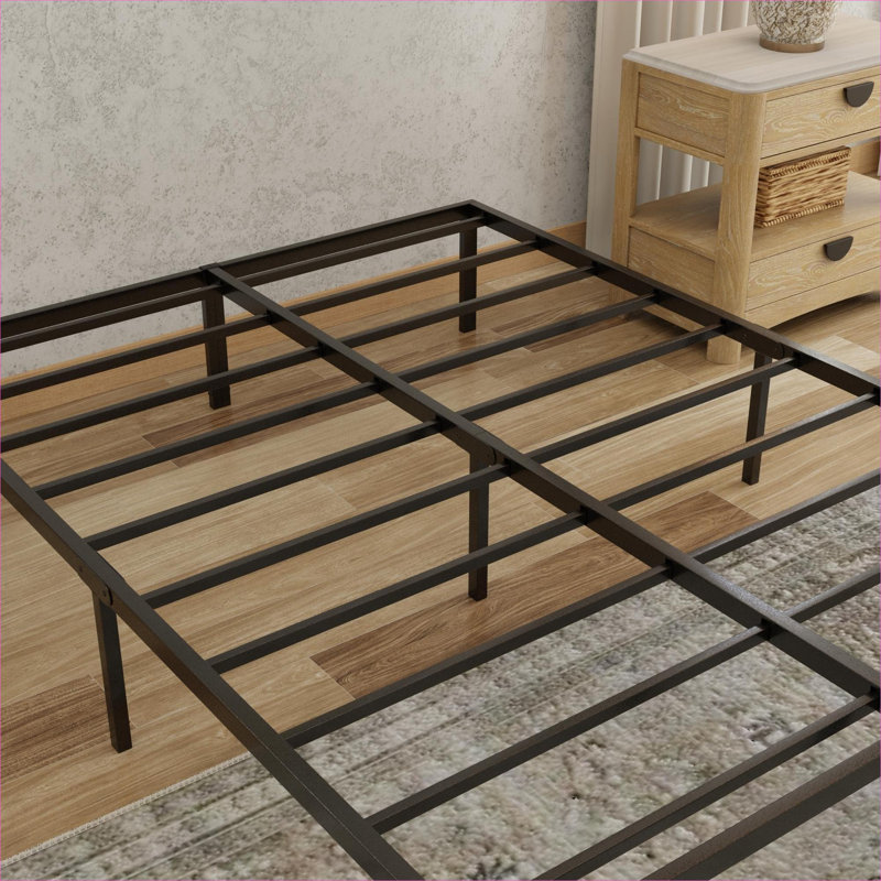 Pour le support de matelas pour très grand lit, base de lit plateforme en acier noir de jais au style minimaliste moderne