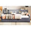 Lit simple tapissier en velours avec rangement sous l'armoire - dossier confortable, pratique et pratique-1655460726
